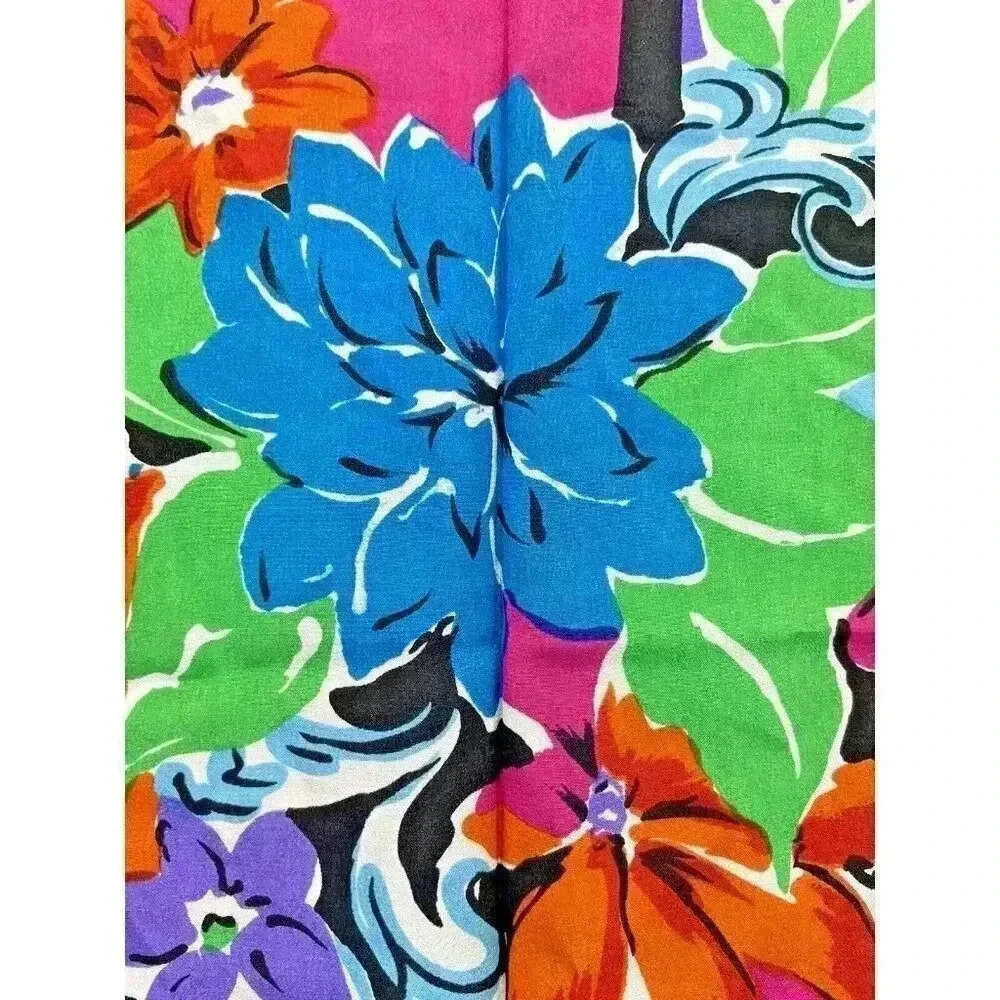 Vintage Sacha Silk Scarf Pink Purple Blue Green Floral 50" x 9" - Picture 4 of 8